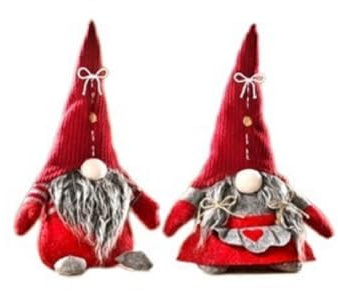 Lemodo Deko-Wichtel, 2er Set, 33cm hoch, Dekofigur Zwerg, Weihnachten
