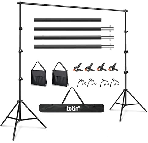 Photo Backdrop Stand 9ft x 10ft Photograhy Adjustable Background Stands Support Kit with Carry Bag for Photo Studio, Photoshoot, Parties, Photographic Equipments