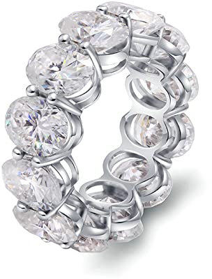 Lieson Freundschaftsringe Damen, Verlobung Ring Damen Weißgold 750 18K Elegant Einreihig Oval Moissanit 1.5ct Verlobung Ringe Weißgold Gr. 58 (18.5)