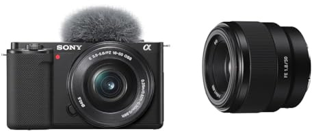 Sony Alpha ZV-E10 | APS-C spiegellose Vlog-Kamera & SEL-50F18F Standard Objektiv (Festbrennweite, 50 mm, F1.8, Vollformat, geeignet für A7, A6000, A5100, A5000 und Nex Serien, E-Mount) schwarz