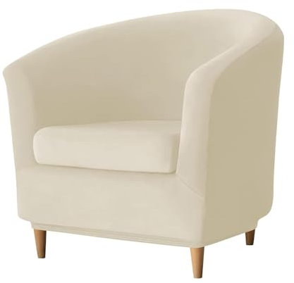 DEZYPZAM Sesselschoner | Elastisch Sesselüberwurf | Clubsesselbezug | für Cafe Stuhl Clubsessel Loungesessel Cocktailsessel Bezug (Beige)
