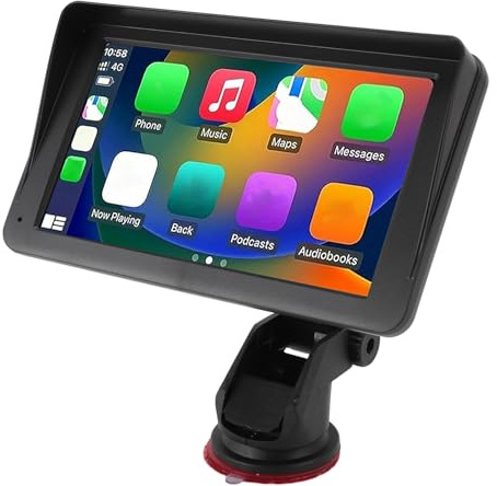 Estéreo para Automóvil de 7 Pulgadas, Reproductor Multimedia con Pantalla Táctil con Carplay Inalámbrico y Android Auto, MirrorLink, TF, AUX, BT, GPS y Cámara de Respaldo, para