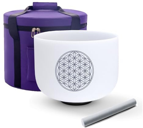 Hye-eun Kristall-Klangschale, 528 Hz, C-Note, Blume des Lebens, Quarz-Klangschale, Meditationsschale, Chakra, abgestimmte Klangheilung, mit Tragetasche