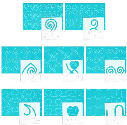 UNICRAFTALE 8 Stück 8 Stile Quilt Schablonen Freihand Quiltschablonen Acryl Quiltlineal Schablone Transparentes Nähmaschinen Linealvorlagen Gemischte Formen Nähvorlagen Für DIY Heimwerker Nähmaschinen