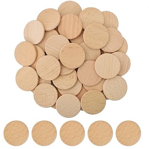 Holzscheiben zum Basteln, Runde Holzplättchen 3,8 cm, Schlüsselanhänger Holz Blanko Rund, Holzanhänger zum Bemalen, Holzkreise Basteln für DIY, Malerei, Türschilder, Party Dekoration