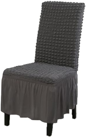 Meigeh Fundas para Sillas de Comedor Ajustables Fundas para Sillas de Cocina Cubre Silla Gris Oscuro 4 Piezas