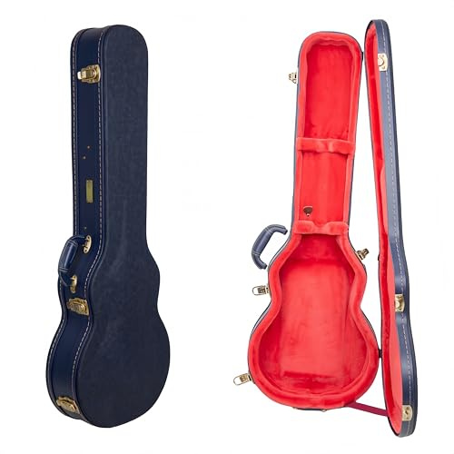 Crossrock Relief Series-Holzkoffer für Les Paul E-Gitarren, mit stark strukturierter Oberfläche, Kunstfell in Nerzoptik, Edelstahlverschlüssen – Ozeanblau (CRW630LOB)