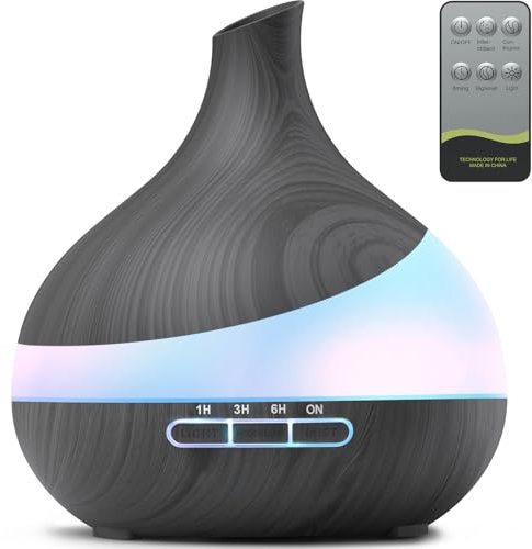 500 ML Aroma Diffuser, Upgrade Diffuser für große Räume, Aromatherapie Diffuser Mit Fernbedienung 4 Timer Einstellung 14 Farben LED automatischer Abschaltfunktion