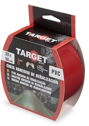 TARGET Selbstklebendes Signalband, Rot, 33 m x 50 mm, für Bodenmarkierung und Objekte, Sicherheitswarnung