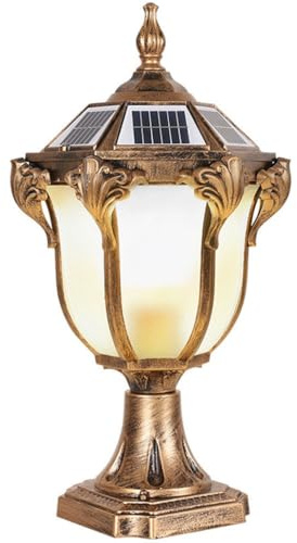 YGZPALH. Solar Pole Light,Floor Lamp Outdoor Modern Pillar Cap Lamp in Victorian Style LED Pillar Table Light with Pier Mount Base, Garden Patio Decoration Lantern Column Lamp