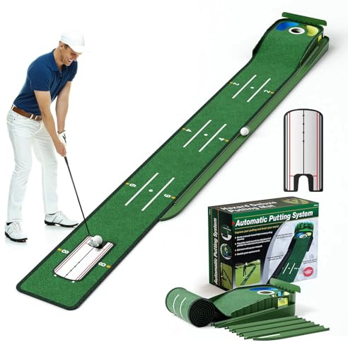 WildFun Golf Putting Green Mat con Putting Gates y Putting Mirror,Golfs Putting Mat para Hombres Que juegan al Golf en casa o en la Oficina (Alfombrilla de Golf)