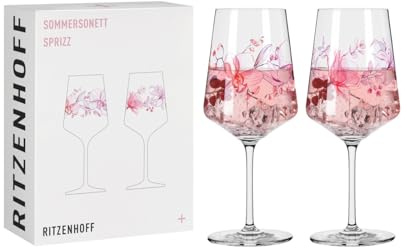 RITZENHOFF 3461010 Aperitifglas 500 ml - 2er Set - Serie Sommersonett - 2 Stück mit Blütenmotiv - Made in Germany