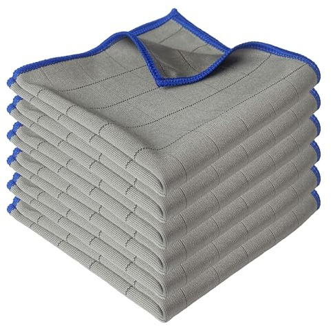 CZandCZ 6X Fensterputztücher Carbon Tücher, Mikrofasertücher 30x30cm,Fenstertuch Streifenfrei, Microfaser Putztuch,für Fenster, Spiegel, Edelstahl Polieren verwendet, Autoglas 400GSM