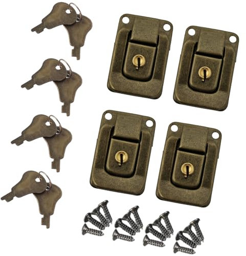 4pcs Vintage Ferro Valigie Serratura Hasp Accessori per la Casa per Scatola di Gioielli Toolbox e Cassa di Legno con Chiave e Viti