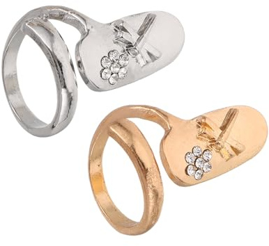 PENIKOKO 2piezas Anillos De Uñas Rhinestones Para Mujeres Joyería De Arte De Uñas Elegantes y Modernas Anillos De Punta De Dedo Accesorios De Moda Para Manicura