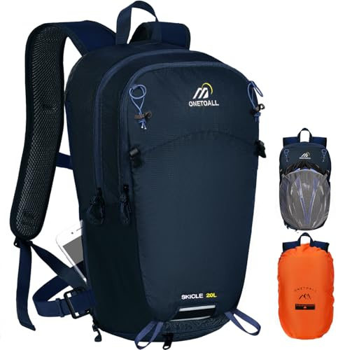 ONETOALL Sac à dos de vélo étanche 15 l / 20 l avec filet pour casque et protection contre la pluie, sac à dos de jour avec ceinture ventrale amovible pour cyclisme, randonnée, excursion journalière