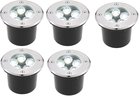 AntDau71® - 5 Pezzi Faretto a led segnapasso calpestabile da esterno viali sentieri giardino pavimento IP65 da incasso a terra luce calda 3000k - 220V (5 watt (12 x 9,5 cm))