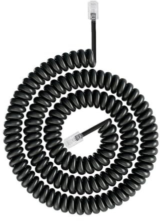 Toaluea 2 Pezzi Cavo Telefonico RJ9 RJ10 RJ22 4P4C, 3 Metri Cavos Cornetta Telefono Fisso Casa Alta Compatibilità, Spirale Connettore Telefono Avvolto Nero per Ufficio Casas Fissi