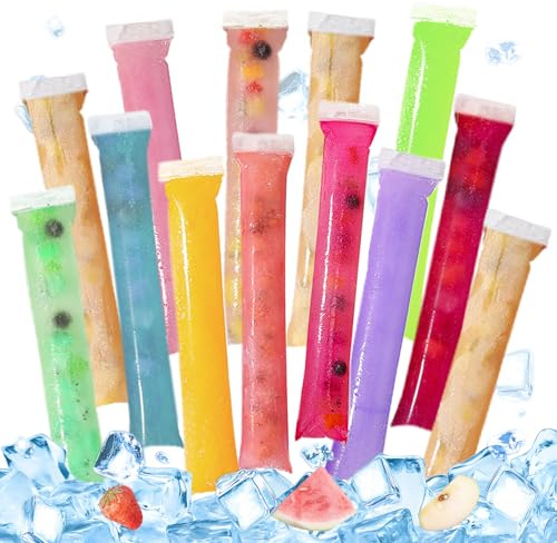 CUVZORA 200 Pièces Moule Sacs Popsicle, Ice Pop Pouch, Sac à glace avec entonnoir, Pochettes Popsicle Moule Sacs BPA, pour Yaourt, Bonbons Glacés, Crème Glacée, Bonbons(28 * 5cm)