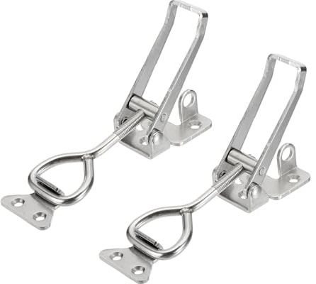 sourcing map 2pcs Adjustable Toggle Clamp M8 x 45mm 660lbs Holding Capacity 4003 Style Quick Release Pull Latches Clamps Hasp with Lock Hole for Smoker Lid Jig Tool Box Case, Silver