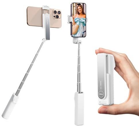 Jemey Ultra-Mini-Selfie-Stick, Erweiterbares Tragbarer Selfie-Sticks für 4-7 iPhone/Android-Handy mit Kabelloser Fernbedienung, Selfie-Stick im Taschenformat für Inhaltserstellung/Vlog/Reisen/Filmen