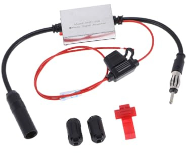 Sewroro Amplificador de Señal FM para Antena de Coche Aumento de Sensibilidad y Recepción Vehículos Interfaz Redonda Compatible Fácil Instalación y Alta Salida