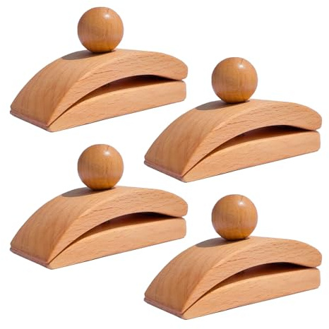 Perchas de pared para alfombra – Conjunto de 4 pinzas, soportes de exhibición de madera de haya, estilo moderno con apertura antideslizante | Clips de montaje de tapicería para hogar y apartamento