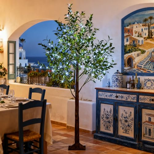YRHome Albero luminoso artificiale da 150 cm con 240 LED - Albero luminoso con rami di fiori e luce bianca fredda, con spina, decorazione luminosa per Natale, soggiorno