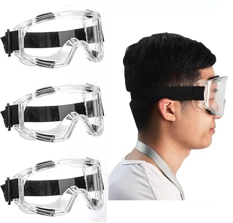 Graceever 3 Stück Schutzbrille Arbeitsschutzbrille Antibeschlag, Staubschutzbrille, Vollsichtschutzbrille UV-Schutz, Verstellbares Kopfband Vollschutzbrille für Brillenträger