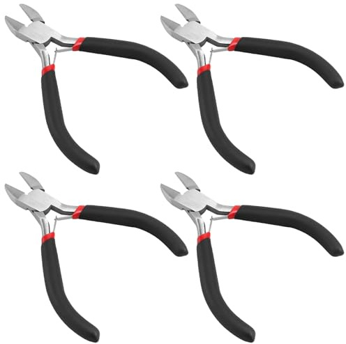 CHEUNGR Wire Cutters, 4 Pack 4 Inch Precision Side Cutter Clippers with Non-Slip Handle, Spring Loaded Small Flush Cutting Pliers for Jewelry Making and Crafts