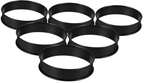 GRIRIW 6 Anillos para Crumpet Antiadherentes de Acero Inoxidable Borde Doble Enrollado, Molde para Hornear Tartas de 10 Cm, Apto para Repostería Casera y Profesional