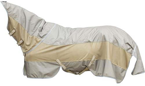 Covalliero - Regendecke mit Halsteil (abnehmbar) FS26 – Pferdedecke zum Schutz vor Insekten – ideal als Fliegen- & Weidedecke – herausnehmbarer Liner (50 g) – Braun – 145cm