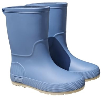 Regnstövlar färgade damregnstövlar med medelhögt rör, moderna damvaddstövlar för vadning utomhus, tjocka, halkfria vattenskor, platta gummiskor, damer, pumps, svarta eleganta, blå, 37 EU