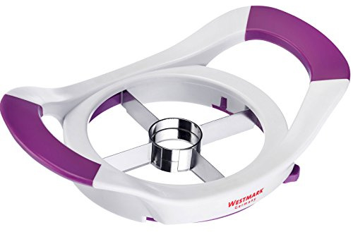 Westmark Fruchtteiler mit Verstellbarer Messereinheit, 21 x 13,3 x 5,5 cm, Rostfreier Edelstahl/Kunststoff, Universal, Weiß/Lila, 51652270