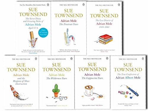 Adrian Mole collection 8 Books set. (Sue Townsend Adrian Mole series collection set.) (The secret diary of Adrian Mole aged 13 ¾, the Growing pains of Adrian Mole, True confessions of Adrian Albert