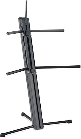 Classic Cantabile Keyboardständer KS-150 Schwarz - Zwei Ebenen - Auflagearme können im der Standsäule verstaut werden - stufenlos höhenverstellbar - Mikrofonhalter mit 3/8-Gewinde - Schwarz