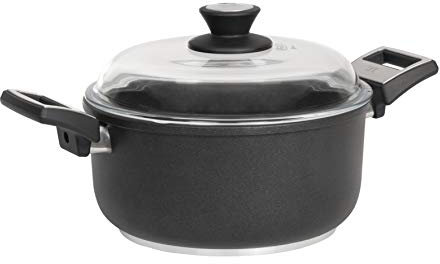 SKK 2561 Titan Induction, Guss-Kochtopf ø26cm, antihaft-beschichteter Topf, induktionsgeeignet, keramisch verstärkt, mit Seitengriffen, Backofen-fest, Made in Germany