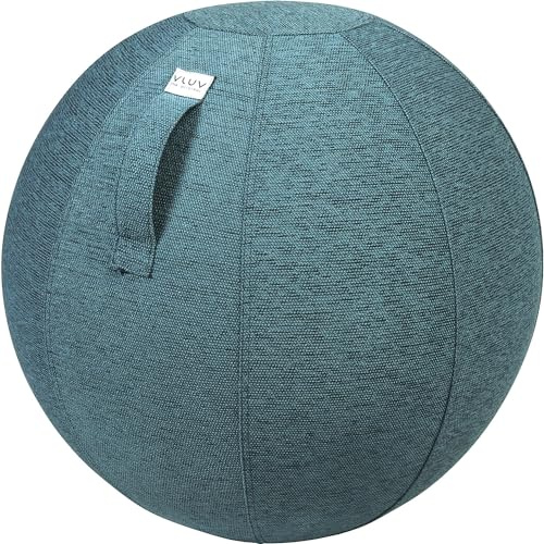 Ballon-siège VLUV STOV, siège ergonomique pour le bureau et la maison, couleur: Petrol (bleu-vert), Ø 60cm - 65cm, Tissu d’ameublement de qualité supérieure, robuste et indéformable avec une poignée de transport