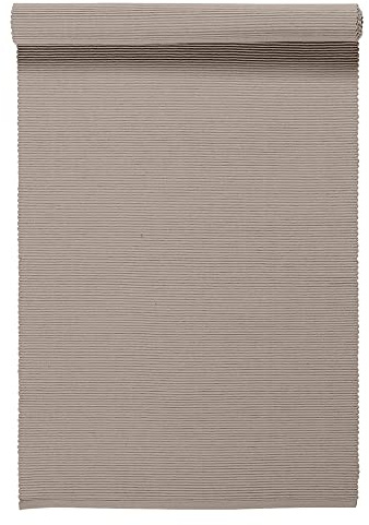 LINUM Uni Dekoratives Tischläufer für Esstisch 45x150 cm, 100% Gerippte Baumwolle, Maschinenwaschbar, Maulwurfbraun