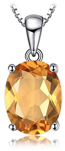 JewelryPalace Oval 1,7ct äkta Citrin Födelsesten Solitär Hängsmycke, Gul Sten Smyckeset, Halsband Damer Silver 925 Halsband ädelstensflicka, Halsband För Kvinnor Gåva 45cm