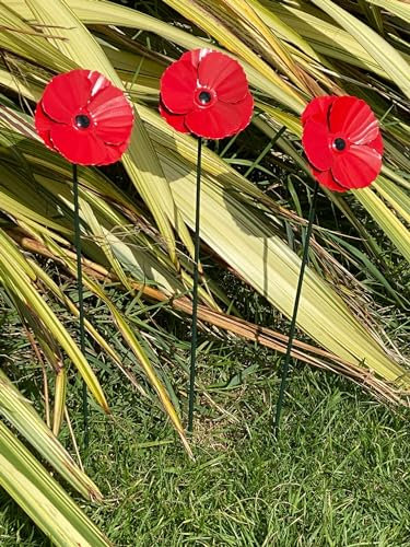 Metal Poppy Garden Stake - Sold in packs of 3