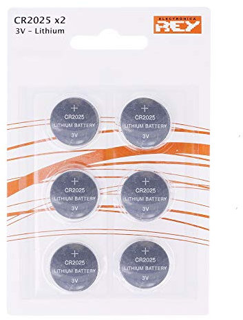 Pack de 6 Pilas CR2025 3V Alcalinas, Tipo Botón de Litio en Blister