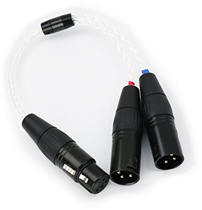 Ablet HIFI-kabel med 4-stifts XLR hona till 2x 3-stifts XLR hanbalanserad silverpläterad hörlurar ljudadapter