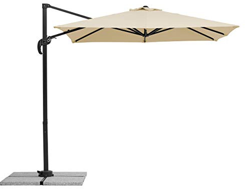 Schneider Sonnenschirm Rhodos Junior, natur, 230 x 230 cm quadratisch, 759-02, Gestell Alu/Stahl, Bespannung Polyester, 17 kg
