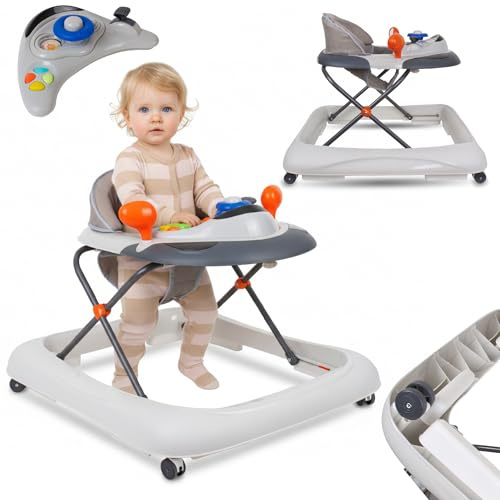 Kinderfahrzeug Lernrad Lauflernhilfe Spielcenter Gehfrei Gehhilfe Baby Walker Babyschaukel (Grau)