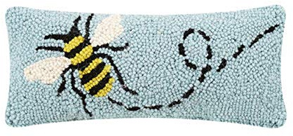Peking Handicraft 30TG444C05OB Bee Blown Filled Hook Pillow, 12 inch Length