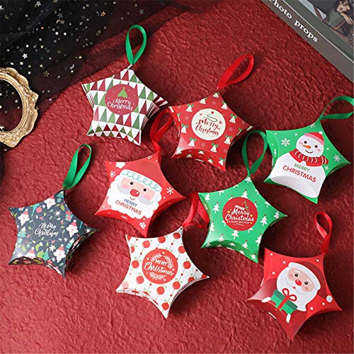 8 Stück Weihnachten Süßigkeiten Geschenkbox, Keksschachtel Pralinenschachtel mit Bänder Hängeetiketten für Weihnachten Geschenk Weihnachtsdeko Weihnachtsbaum Dekoration