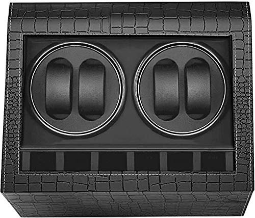 OUTLETISSIMO Cofanetto Carica 4 Orologi Automatici Espositore Nero in Eco Pelle Watch Winder Scatola Movimento Rotatorio