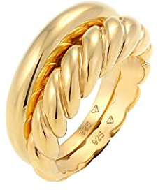 Elli Damen-Damenring 925er Silber 54, Gold 32020185