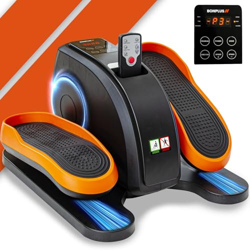 Bonplus BP Mini Elektro Crosstrainer, bidirektional, Beintrainer, Fernbedienung, Crosstrainer, Geschwindigkeits- und Kalorienanzeige, 3 Programme, passive Gymnastik